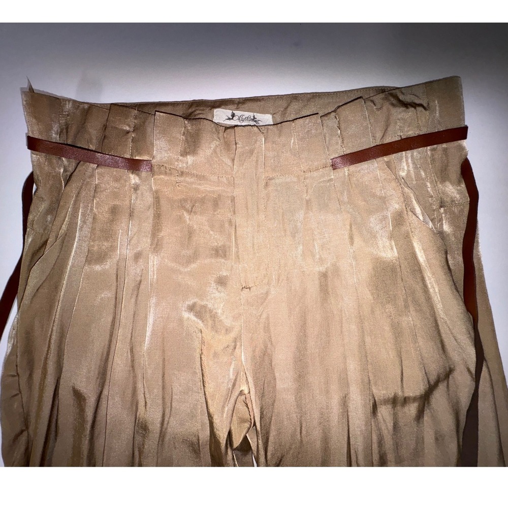 Alythea Women's M Beige Pleated  Belted‎ Pants - Picture 4 of 9